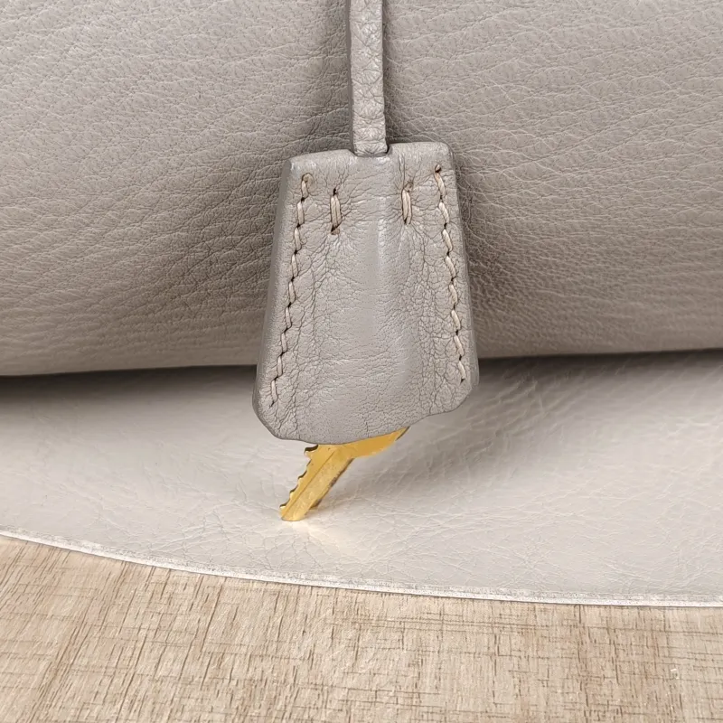 PRADA Top Handle Bag Tote Bag Grey Calfskin 27.5 × 13 × 21 cm — detail view 9 of 14