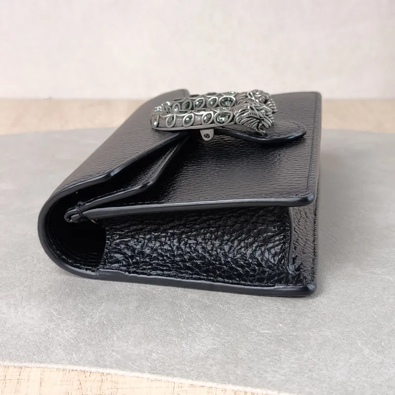GUCCI Crossbody Bag Dionysus Black Calfskin Mini 16.5 × 4.5 × 10 cm — detail view 10 of 13