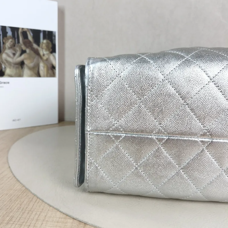 Chanel Shoulder Bag 25Bag Silver Grained Calfskin Small 26 × 14 × 30 cm — detail view 10 of 10