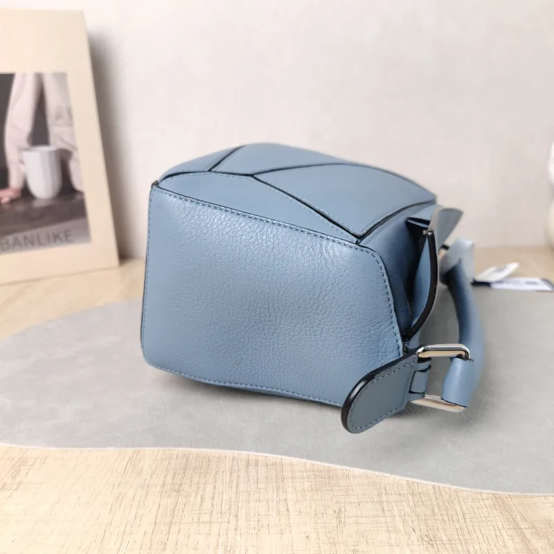 LOEWE Crossbody Bag Puzzle Blue CC alfskin Small 24 × 10.5 × 16.5 cm — detail view 1 of 16