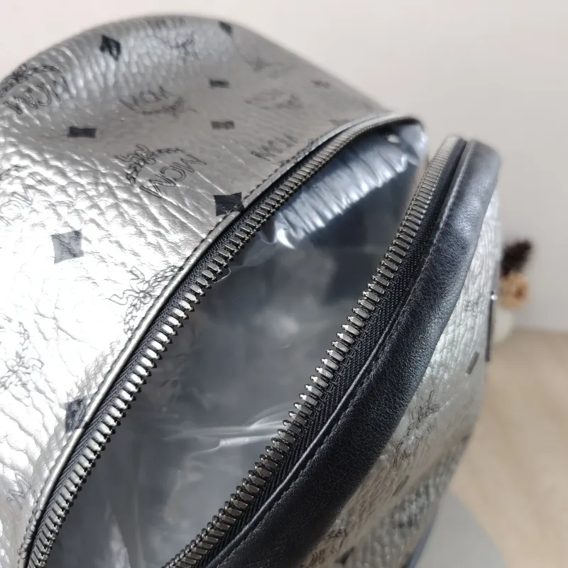 MCM Backpack Backpack Silver Canvas 32.5 × 15 × 39 cm — detail view 1 of 11