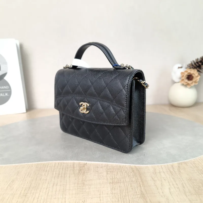 Chanel Backpack Backpack Black Grained Calfskin One Size 18.2 × 5 × 14 cm — cover view 6 of 6