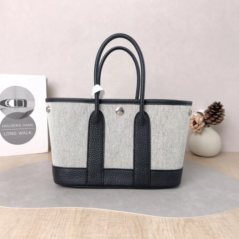 Hermès Top Handle Bag Neo Garden 23 Mini Black · Beige Canvas · Negonda Calfskin Mini 23 × 10 × 16 cm k — cover view 6 of 6