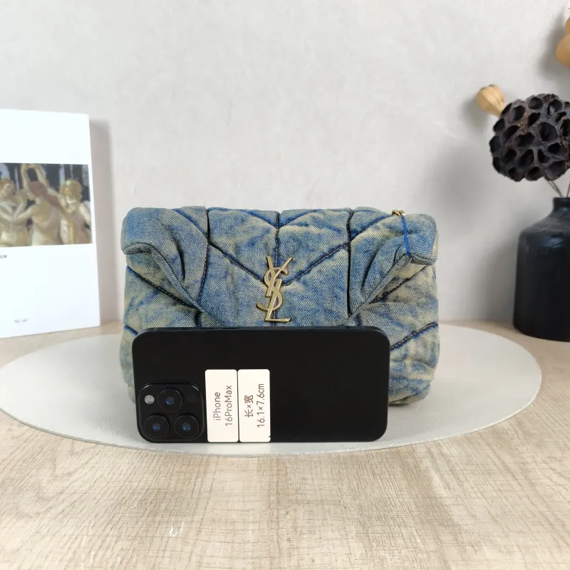 SAINT LAURENT Shoulder Bag LOULOU Blue Mini 20 × 7.5 × 14 cm — cover view 3 of 5