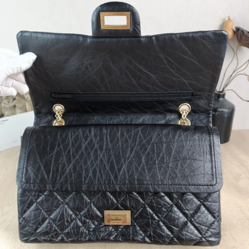 Chanel Shoulder Bag 2.55 Black Calfskin Large 31.5 × 10 × 20 cm 14 — detail view 7 of 13