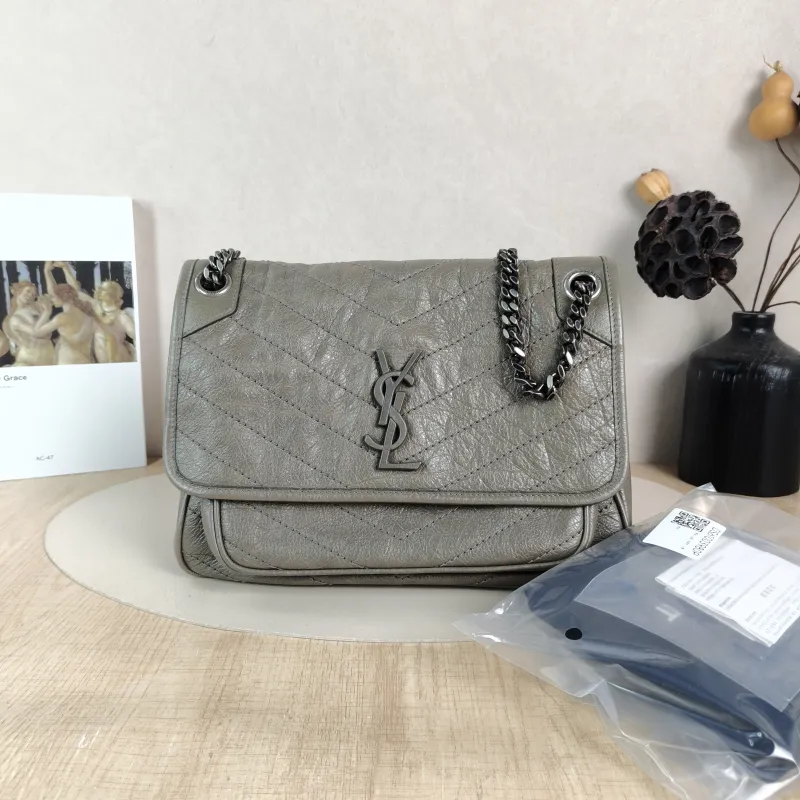 SAINT LAURENT Crossbody Bag Niki D Waxed Leather Medium 28 × 8.5 × 20 cm — cover view 4 of 6