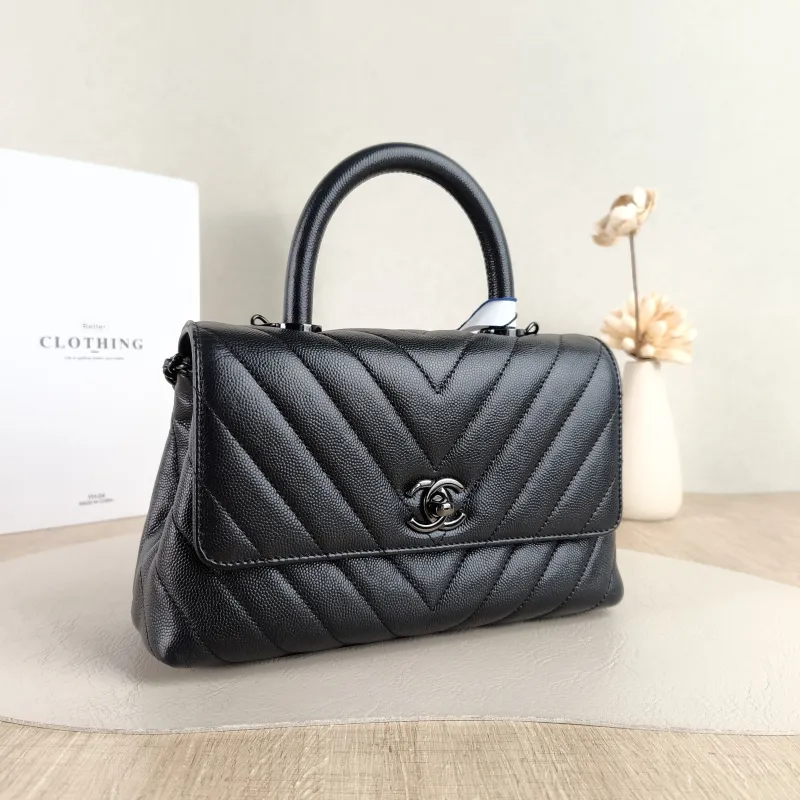 Chanel Top Handle Bag Coco Handle​ v Black Grained Calfskin Small 24 × 10 × 14 cm — cover view 5 of 5