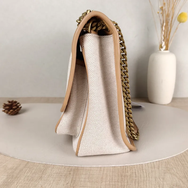 SAINT LAURENT Crossbody Bag Niki D Beige Brown Canvas Medium 28 × 8.5 × 20 cm — detail view 6 of 15