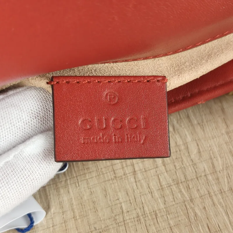 GUCCI Crossbody Bag GG Marmont Mini Marmont Mini Red Calfskin Mini 16.5 × 4.5 × 9.5 cm — detail view 8 of 8