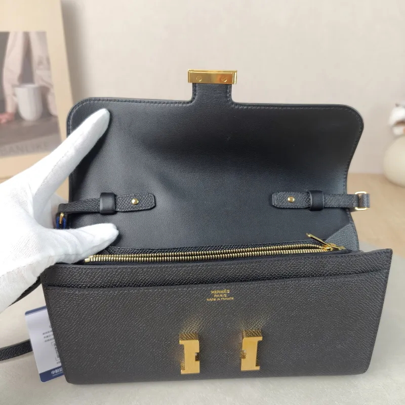 Hermès Crossbody Bag Constance To Go woc Gold-Tone Hardware Black Epsom Embossed Calfskin One Size 21 × 2 × 13 cm W — detail view 11 of 12