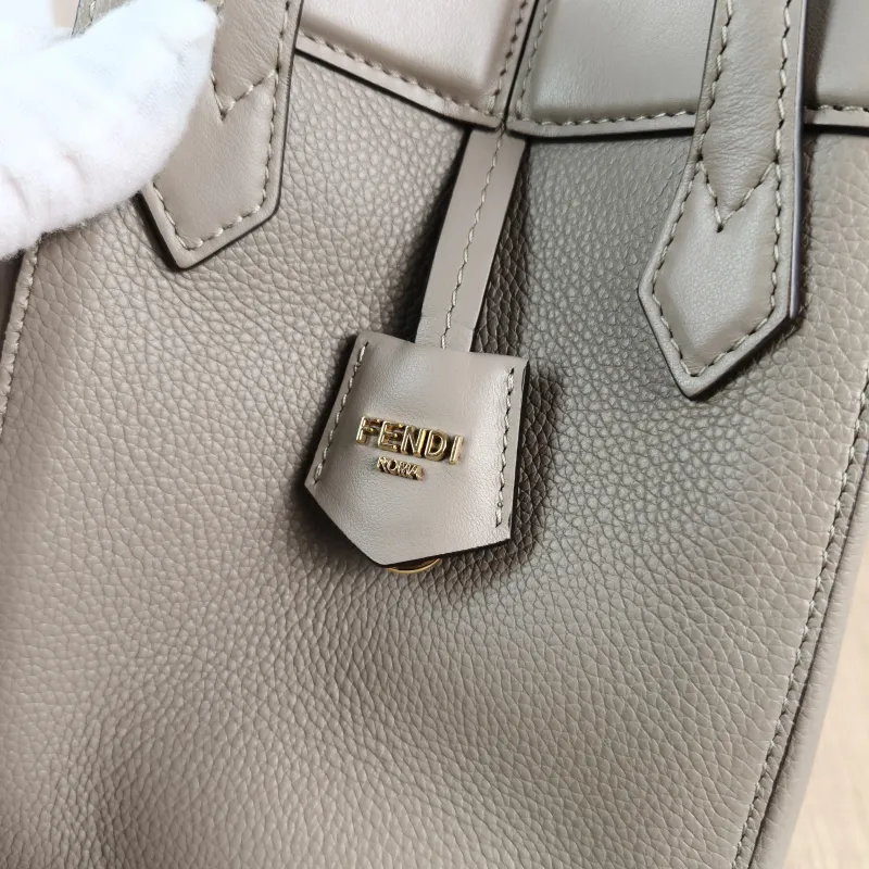 FENDI Crossbody Bag origami Grey Calfskin Mini 18.5 × 15 × 15 cm — detail view 7 of 11
