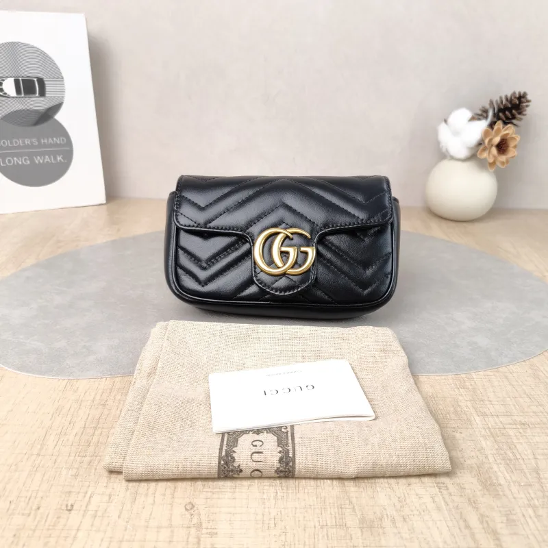 GUCCI Crossbody Bag GG Marmont Mini Marmont Mini Black Calfskinmini16.5 × 4.5 × 9.5 cm — cover view 2 of 6
