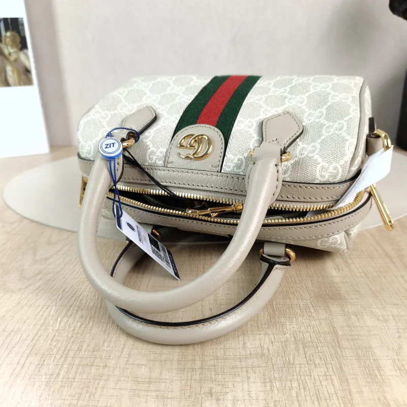 GUCCI Top Handle Bag Ophidia Beige PVC Mini 21.5 × 11.5 × 14 cm — detail view 3 of 14
