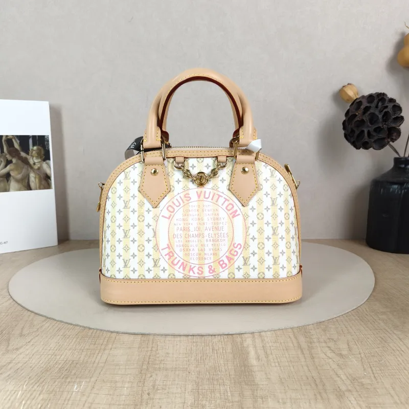 Louis Vuitton Top Handle Bag Alma BB Yellow White Canvas BB 23.5 × 11.5 × 17.5 cm