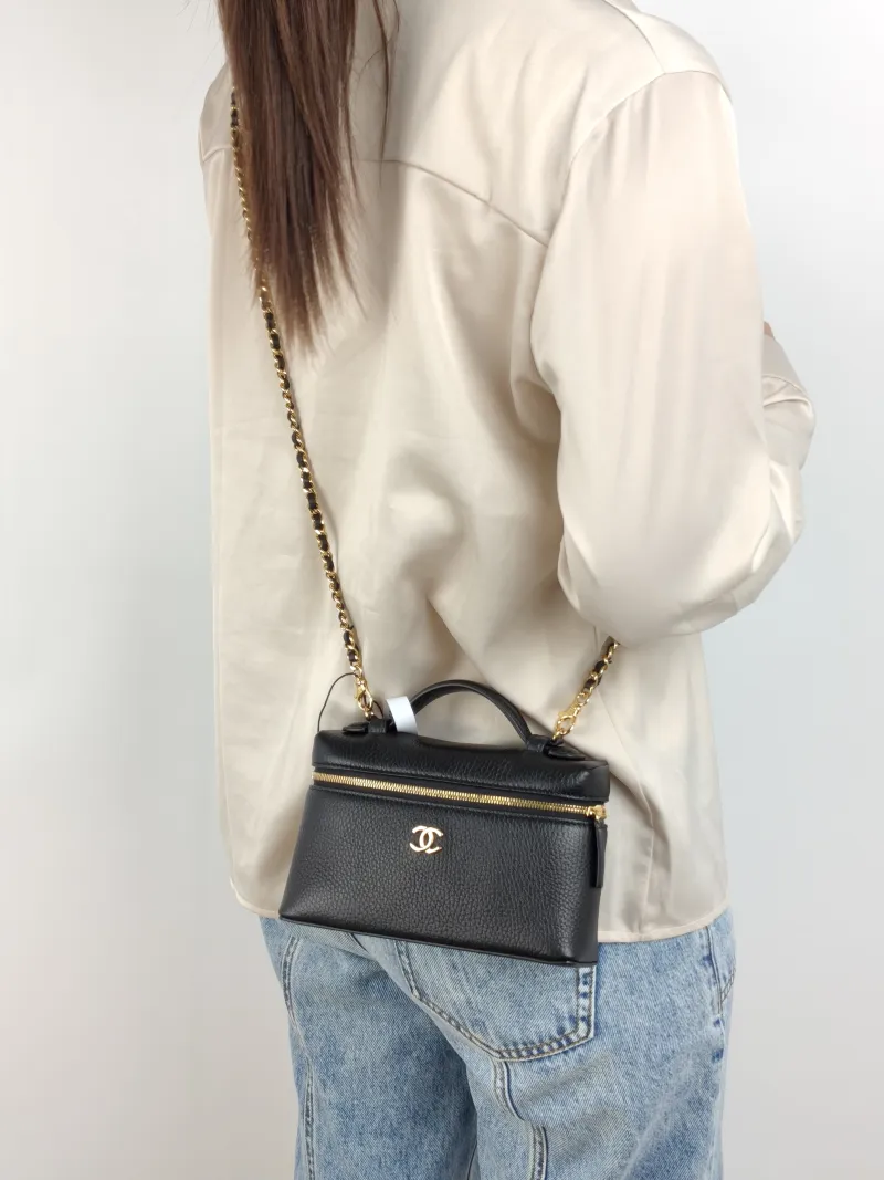 Chanel Crossbody Bag lp Box Bag Top Handle Crossbody Bag Black Calfskin One Size 19 × 5 × 12 cm — on-model view 3 of 3