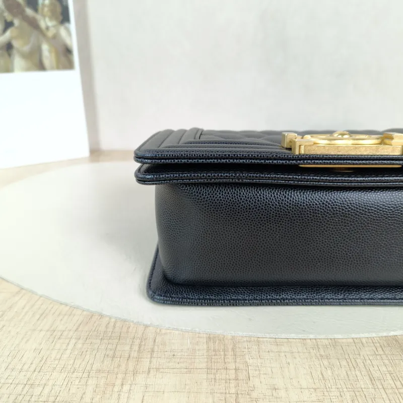 Chanel Crossbody Bag Le Boy​ Black Grained Calfskin Small 20.5 × 8.5 × 12 cm — detail view 6 of 11