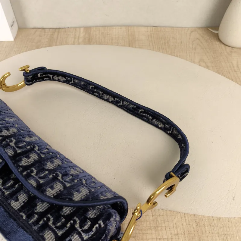 DIOR Top Handle Bag Saddle Blue Canvas Medium25.5 × 6.5 × 20 cm — detail view 11 of 13
