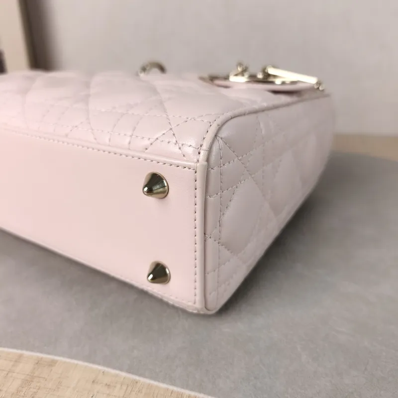 DIOR Top Handle Bag Pink Lambskin Small 20 × 8 × 18 cm — detail view 3 of 12