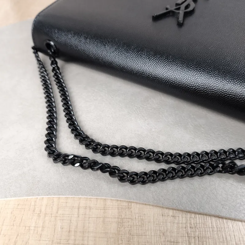 SAINT LAURENT Crossbody Bag KATE Black Grained Calfskin Medium 24 × 5.5 × 14.5 cm — detail view 1 of 10