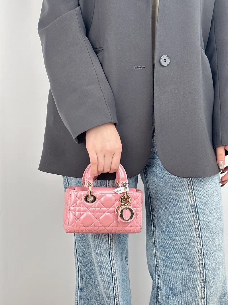 DIOR Crossbody Bag Lady D-Joy Lambskin Mini 16 × 5 × 9 cm — on-model view 2 of 2