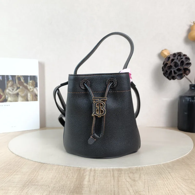 BURBERRY Crossbody Bag Bucket Bag Black Calfskin One Size 17 × 11 × 17 cm