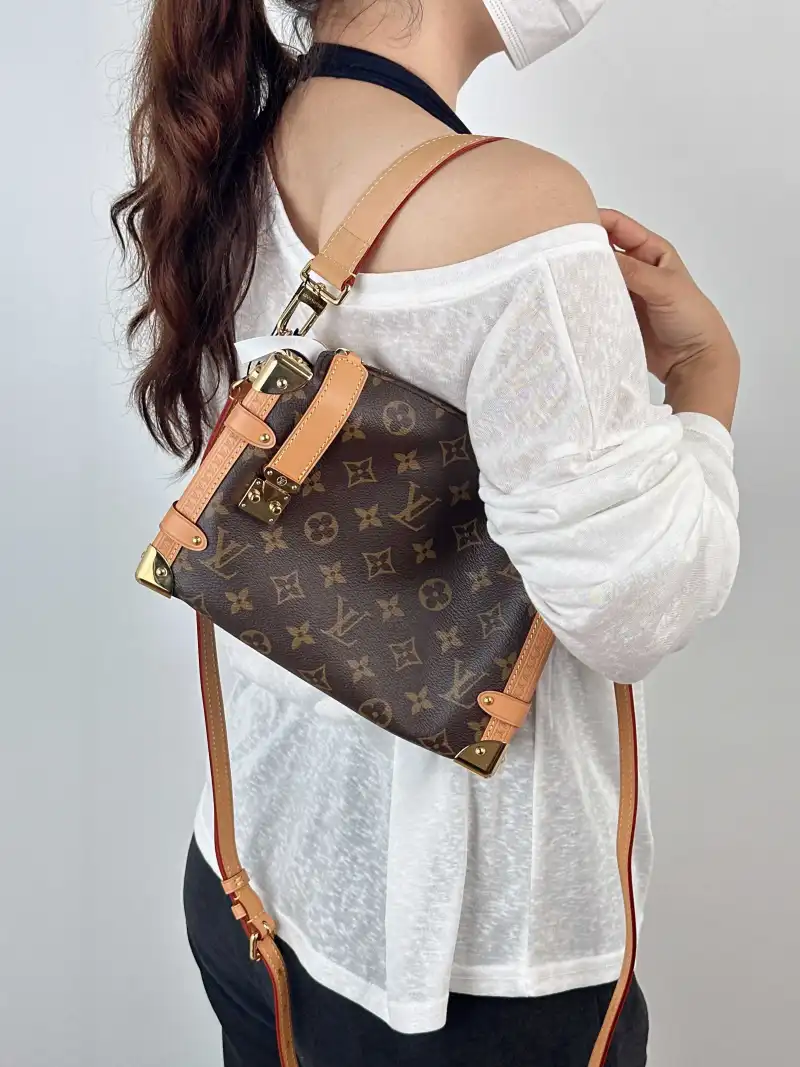 Louis Vuitton Crossbody Bag Side Trunk Box Monogram PVC Medium 23.5 × 8.5 × 16 cm — on-model view 1 of 3