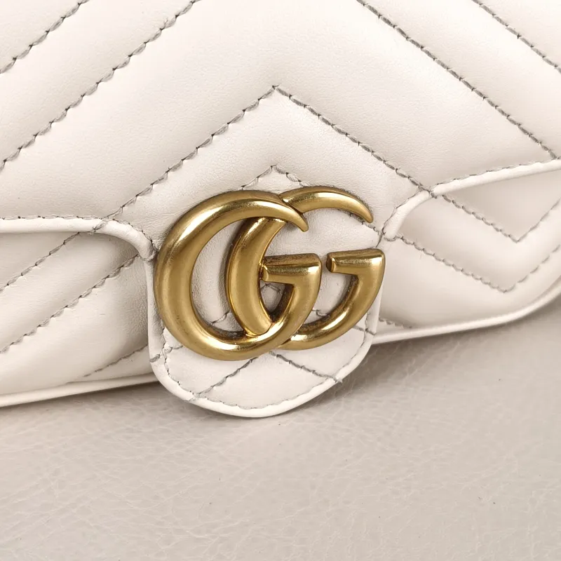 GUCCI Crossbody Bag GG Marmont Mini Marmont Mini White Calfskin Mini 16.5 × 4.5 × 9.5 cm — detail view 10 of 11