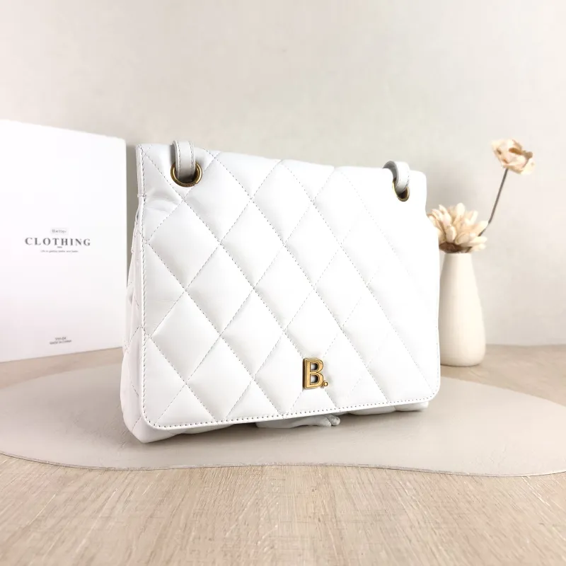 BALENCIAGA Crossbody Bag B Bag Crossbody Bag White Calfskin One Size 24 × 7 × 20 cm — cover view 5 of 5