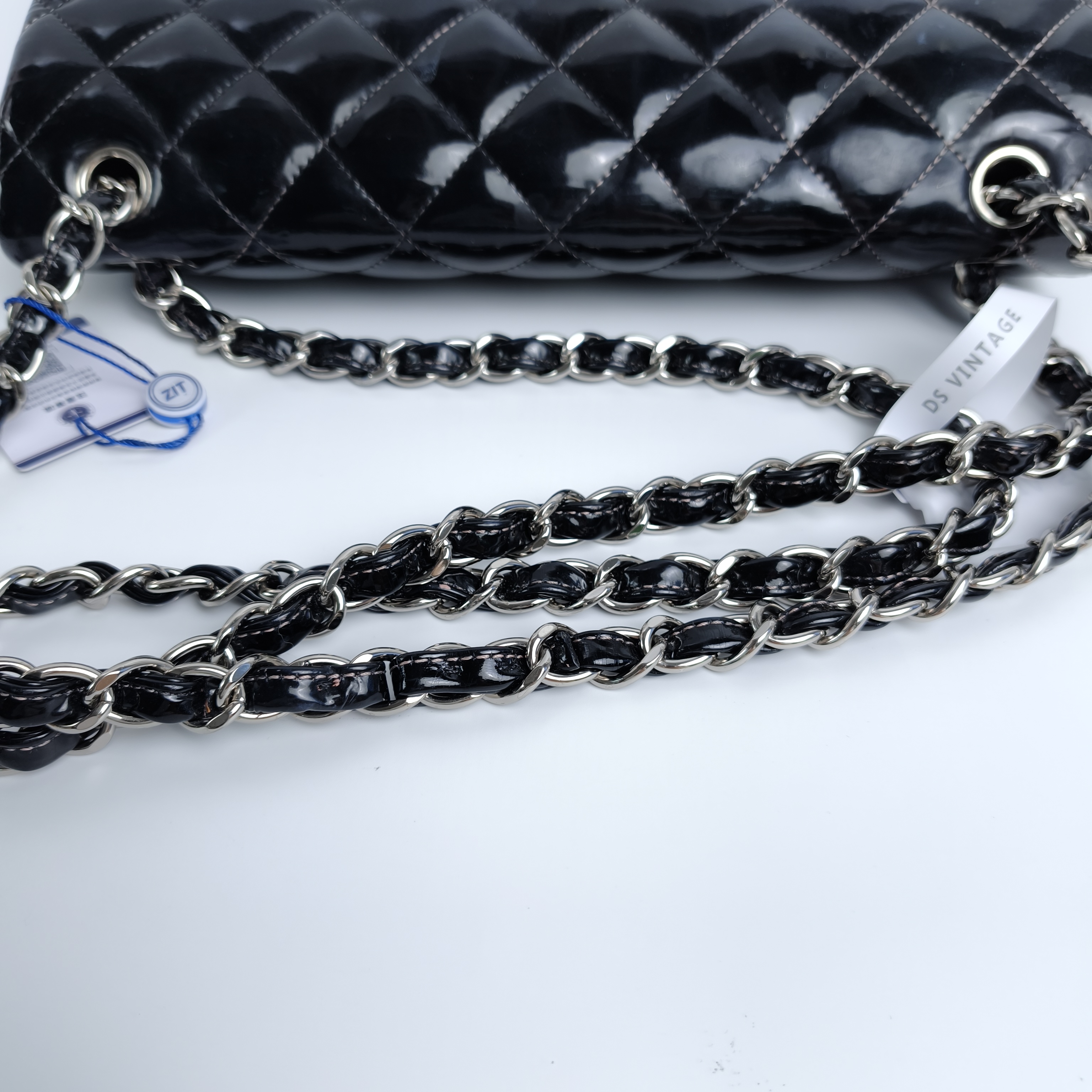 Chanel Crossbody Bag Classic Flap Jumbo CF Jumbo Black Patent Leather Large30 × 10 × 19.5 cm — cover view 10 of 17