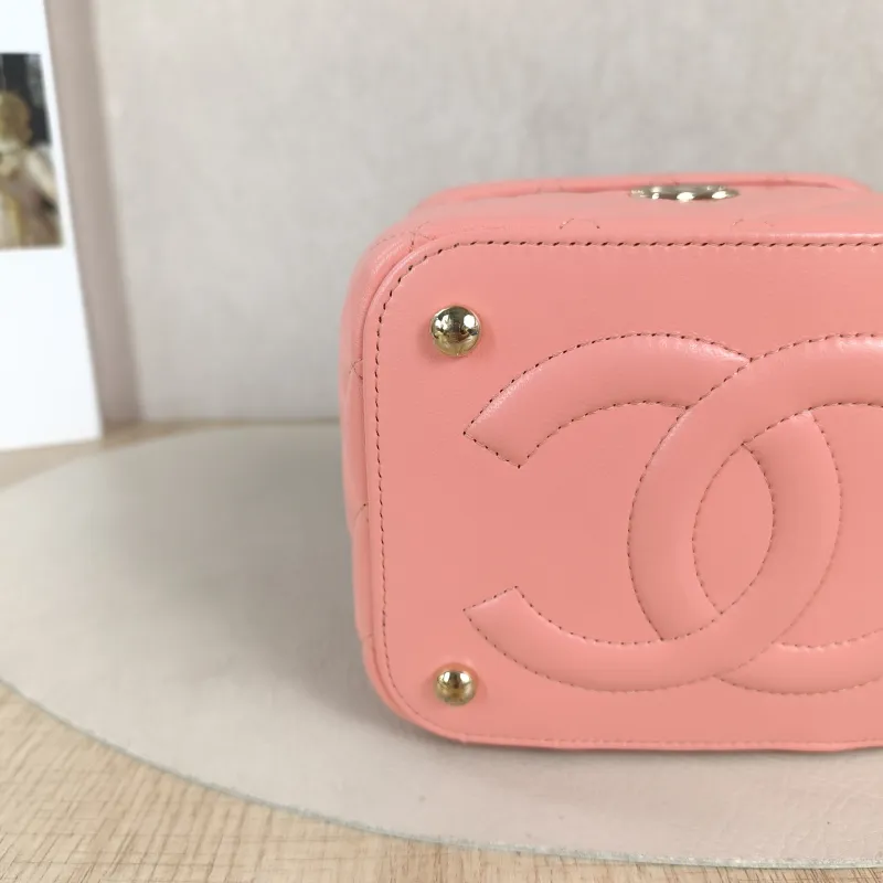 Chanel Crossbody Bag Box Cosmetic Bag Pink Calfskin One Size 15 × 12 × 12 cm — detail view 10 of 10