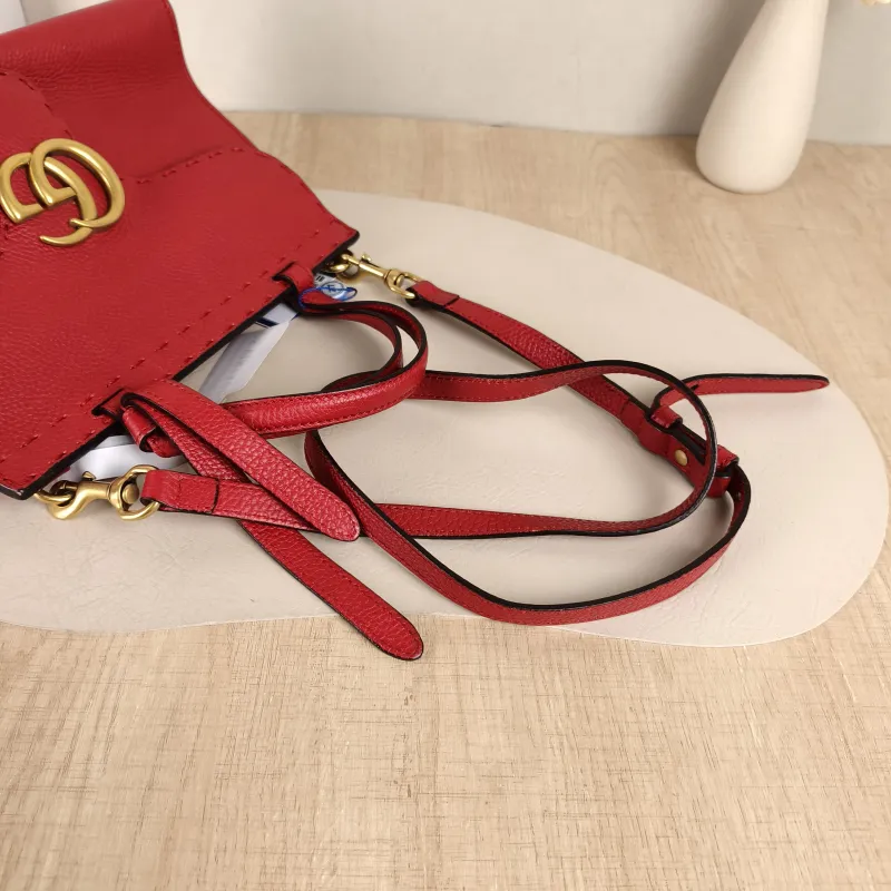 GUCCI Top Handle Bag Marmont Top Handle Bag Red Calfskin One Size26 × 11 × 18 cm — detail view 9 of 12