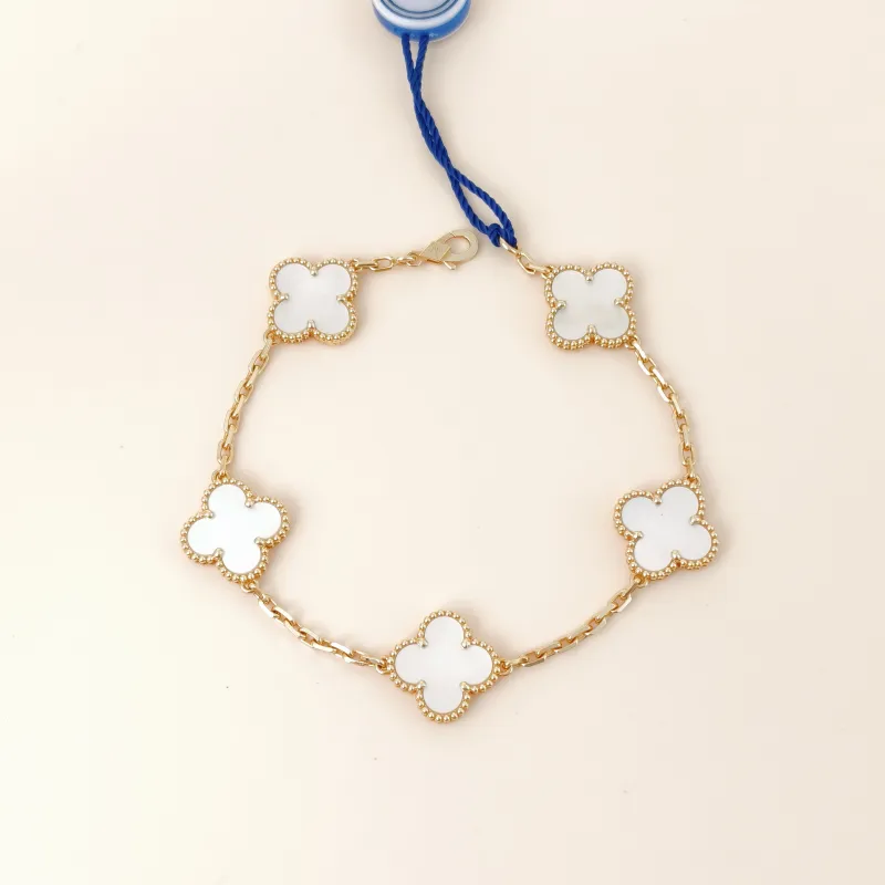 Van Cleef & Arpels Bracelet Alhambra Alhambra Collection Five-Motif Bracelet Pearl · White Mother-of-Pearl 18KY ellow Gold Vintage Small 19cm