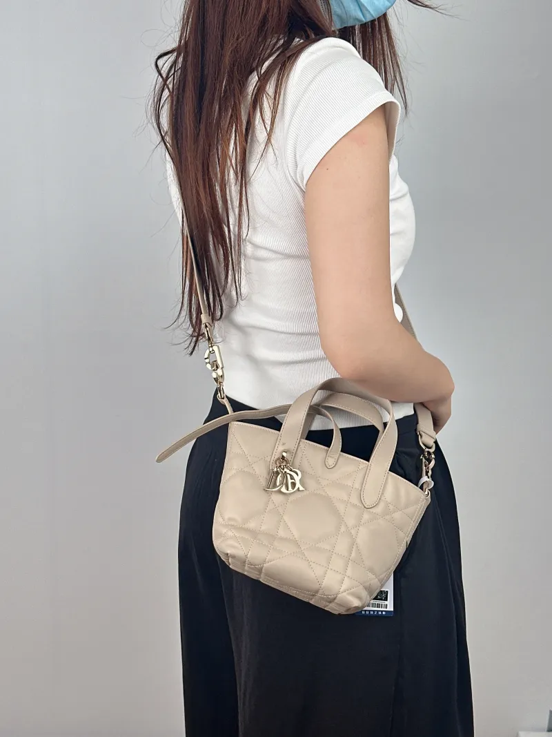 DIOR Top Handle Bag TOUJOURS Edition Beige Calfskinmini13 × 12 × 15 cm — on-model view 2 of 2