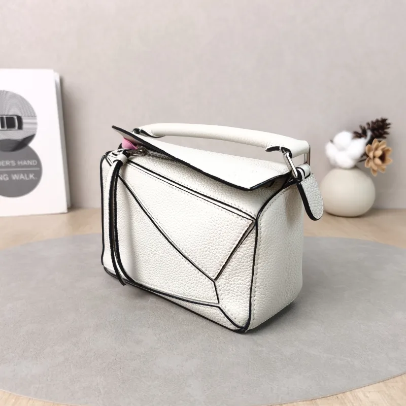LOEWE Crossbody Bag Puzzle White Calfskin Mini 18 × 8 × 12.5 cm — cover view 4 of 5
