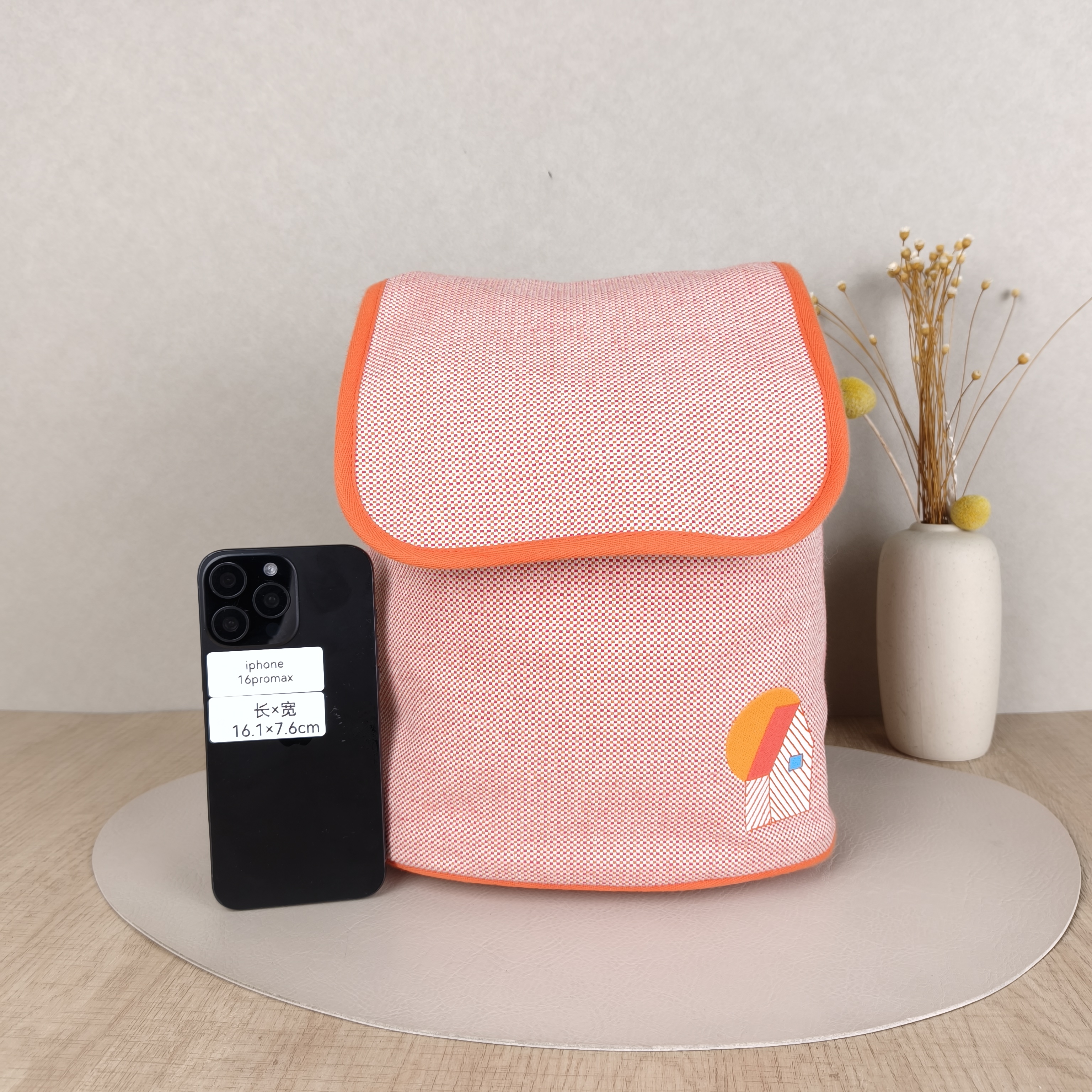 Hermès Backpack Embroidered Backpack Red Canvas 25 × 15 × 30 cm — cover view 5 of 5