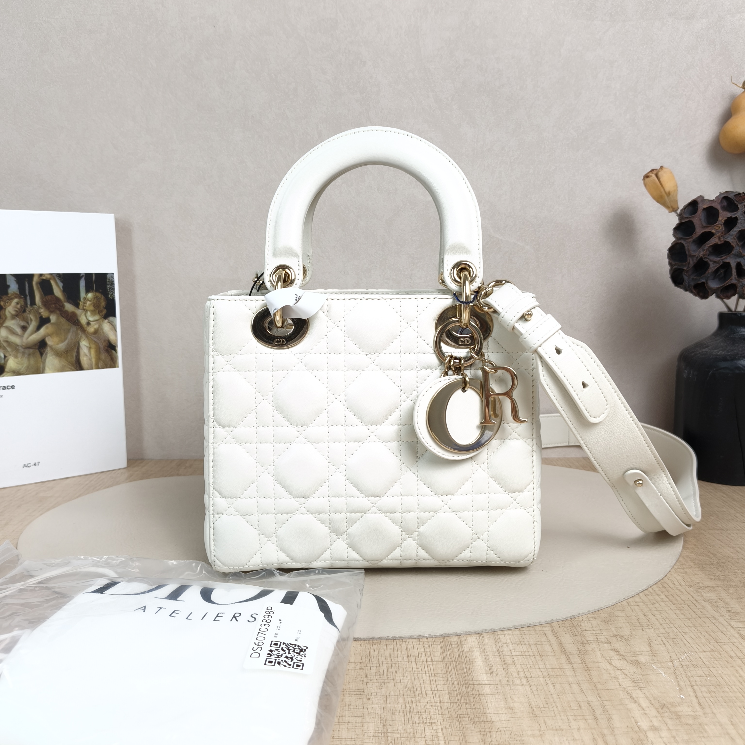 DIOR Top Handle Bag Lady Lady Dior Bag White Lambskin Small20 × 8 × 18 cm — cover view 2 of 6