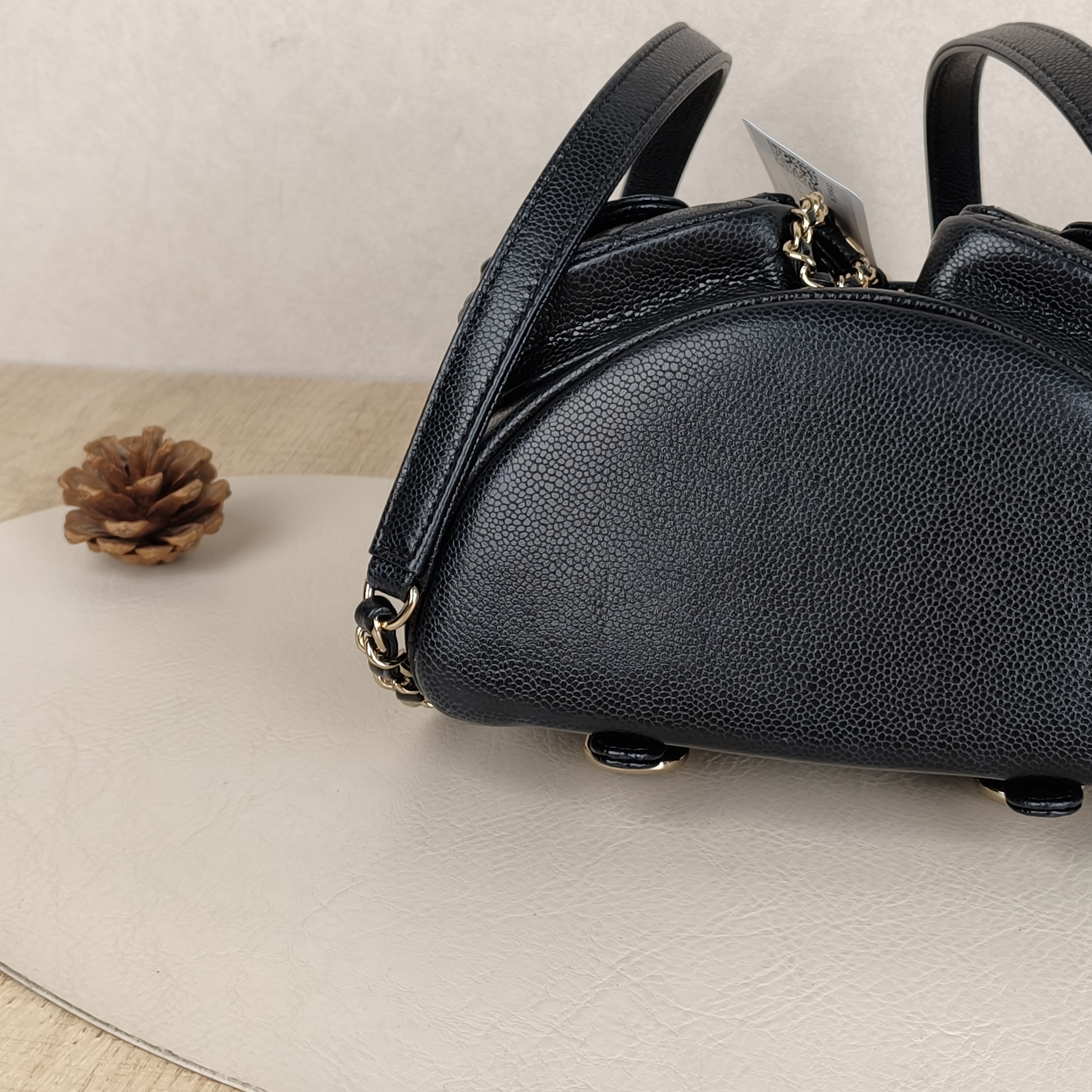 Chanel duma Small Black with Gold-Tone Hardware Grained Calfskin Microchip Edition · Box Dust Bag · 16.5 × 10 × 17.5 cm — cover view 2 of 9