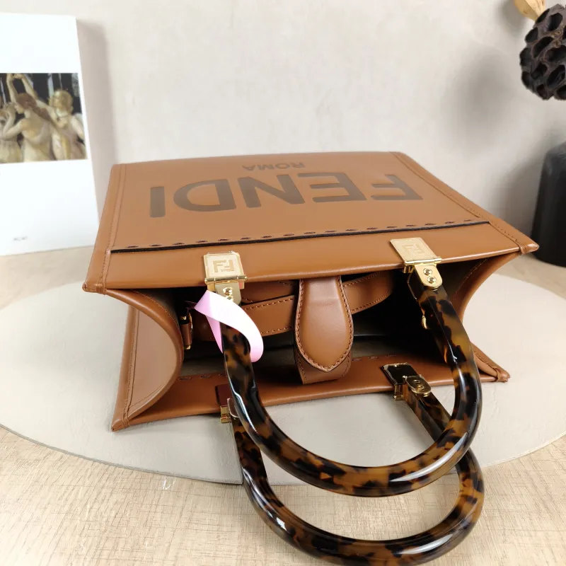 FENDI Crossbody Bag Sunshine Shopping Tote Caramel Calfskin Small 25.5 × 12 × 22.5 cm — detail view 8 of 12