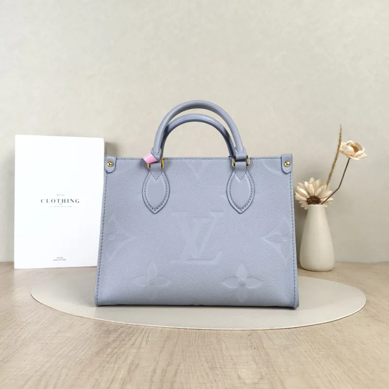 Louis Vuitton Top Handle Bag Onthego Blue Calfskin Small25 × 11.5 × 19 cm