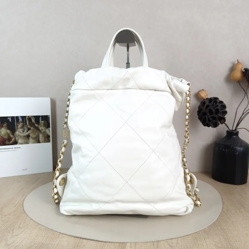 Chanel Backpack 22Bag Backpack White Gold Calfskin Small 29 × 8 × 34 cm — cover view 5 of 5