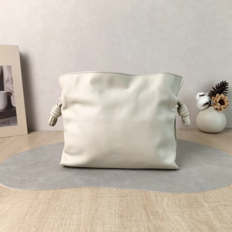 LOEWE Crossbody Bag Flamenco White Calfskin Mini 24 × 9 × 18 cm