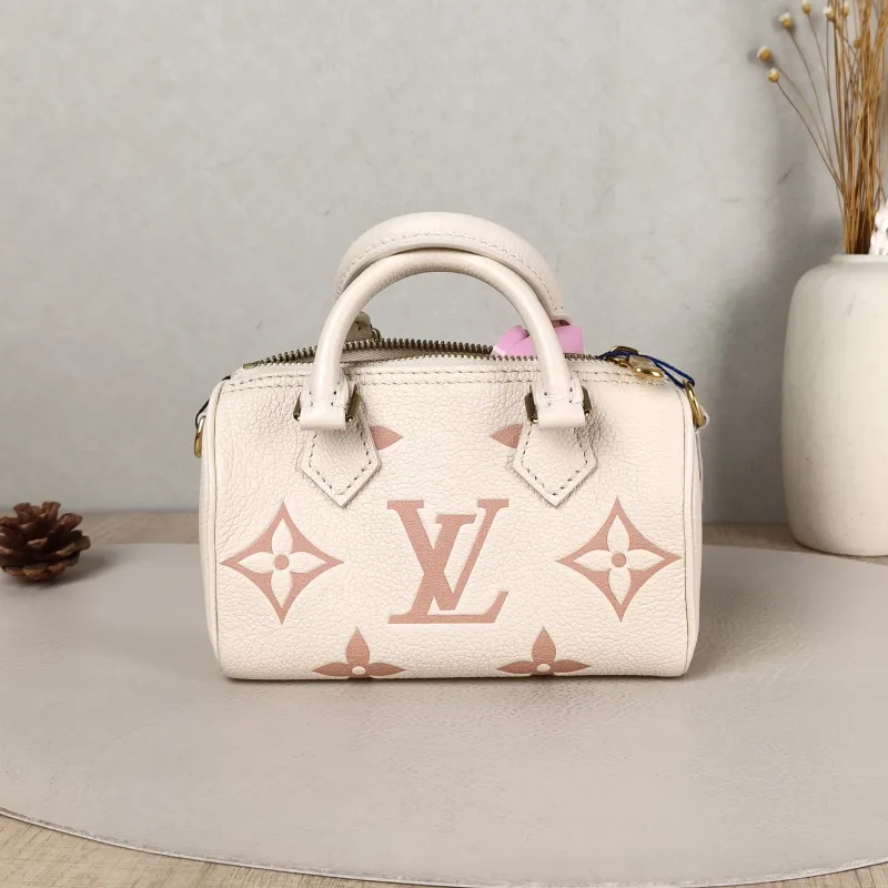 Louis Vuitton Crossbody Bag Speedy Nano White · Pink Empreinte Embossed Calfskin nano 16 × 7.5 × 10 cm