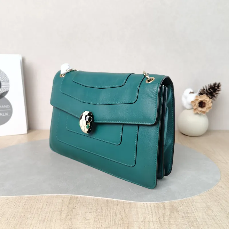 Bvlgari Crossbody Bag Serpenti Forever Collection Crossbody Bag Green Calfskin Medium 28 × 7.5 × 19 cm — cover view 5 of 6