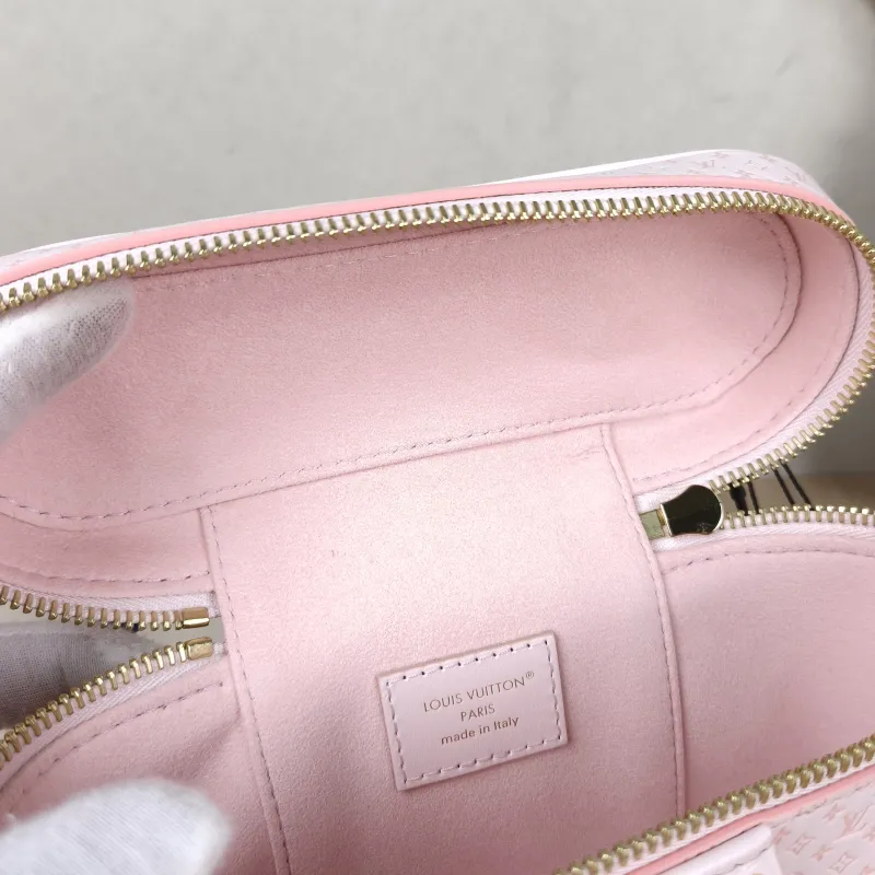 Louis Vuitton Shoulder Bag VANITY POUCH Cosmetic Bag Pink Calfskin One Size 19 × 6.5 × 11.5 cm — detail view 5 of 14