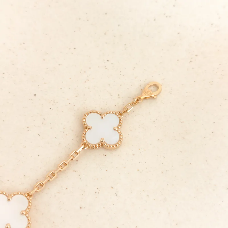 Van Cleef & Arpels Bracelet Alhambra Alhambra Collection Five-Motif Bracelet Pearl · White Mother-of-Pearl 18KY ellow Gold Vintage Small 19cm — cover view 4 of 8