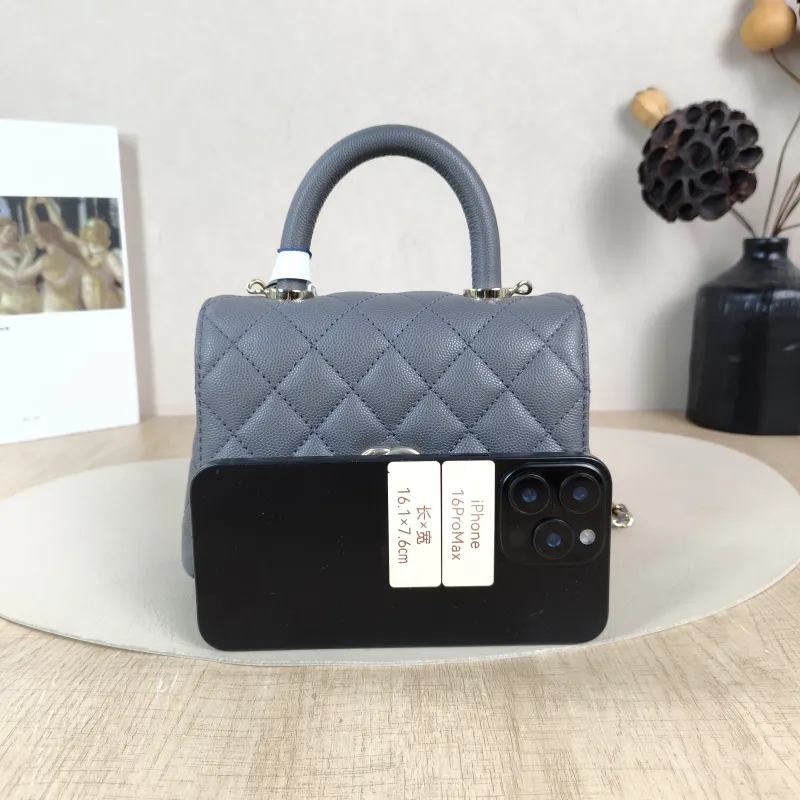 Chanel Crossbody Bag Coco Handle Dark Grey Grained Calfskin Mini 19 × 9 × 13 cm — cover view 6 of 6