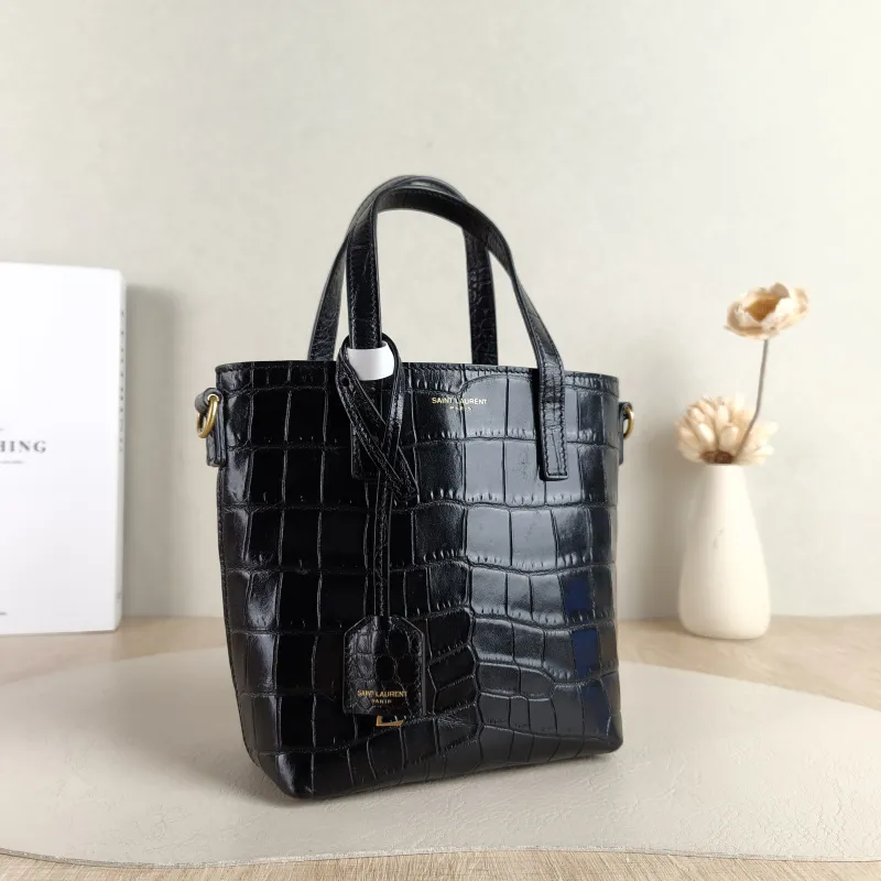 SAINT LAURENT Shoulder Bag SHOPPING Shopping Tote Black Calfskin Mini 18 × 8 × 17 cm — cover view 2 of 5