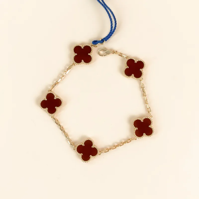 Van Cleef & Arpels Bracelet Alhambra Alhambra Collection Five-Motif Bracelet 18KY ellow Gold Vintage Small20cm