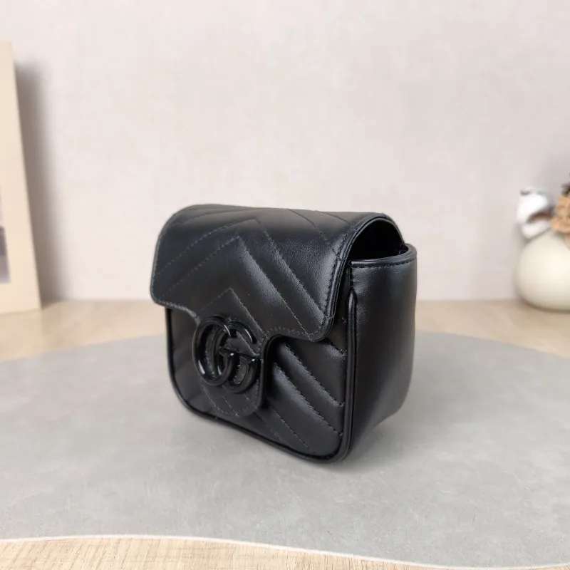 GUCCI Crossbody Bag GG Marmont Marmont Black Calfskin Mini 12 × 7 × 12.5 cm — cover view 4 of 5