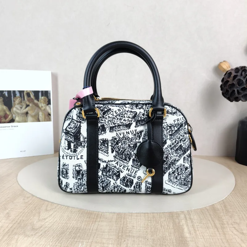 DIOR Top Handle Bag D-Vibe Bowling Bag Colorblock Canvas Small 25 × 9.5 × 16 cm